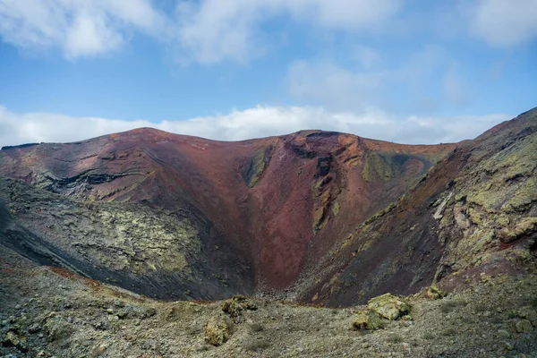 Vista Clásica Del Parque Nacional Timanfaya Los Volcanes Lanzarote Durante —  Fotos de Stock
