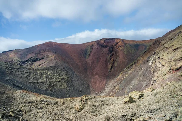 Vista Clássica Parque Nacional Timanfaya Dos Vulcões Lanzarote Durante Dia — Fotografia de Stock