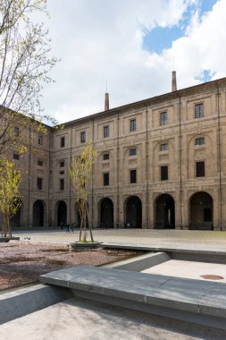 Parma,Italy-April 3, 2022:view of the Pilotta Palace in Parma during a sunny day.