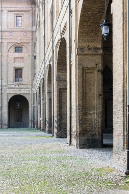 Parma,Italy-April 3, 2022:view of the Pilotta Palace in Parma during a sunny day.