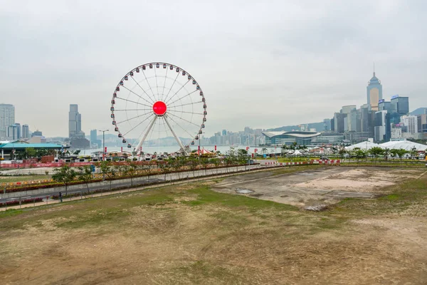 Hong Kong Mars 2019 Pariserhjulet Hong Kong Mot Bakgrund Stadens — Stockfoto