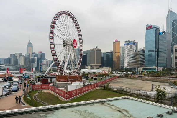 Hong Kong Mars 2019 Pariserhjulet Hong Kong Mot Bakgrund Stadens — Stockfoto
