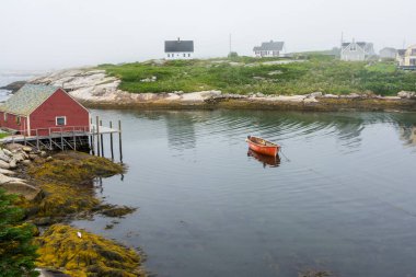 Peggy 'nin Koyu, Kanada - 13 Ağustos 2015: Sisli bir günde Nova Scotia-Kanada' daki Peggy 'nin Koyu Köyü