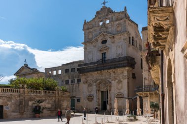 Syracuse, Italy-May 9, 2022:View of the Church of Santa Lucia alla Badia in the cathedral square during a sunny day