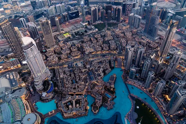 stock image Dubai, United Arab Emirates - March 14, 2023:Breathtaking view of Dubai from the highest floors of the Burj Khalifa skyscraper during sunset