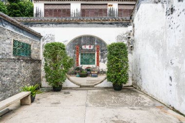 Macao, 29 Mart 2019: Bulutlu bir günde Macau 'daki Mandarin Evi' nin detayları