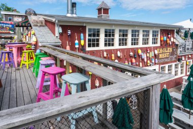 Bar Harcour, USA - August 15, 2019:Walking through the streets of Bar Harbour in Maine on a sunny day clipart