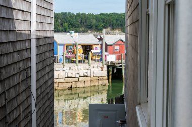 Bar Harcour, USA - August 15, 2019:Walking through the streets of Bar Harbour in Maine on a sunny day clipart