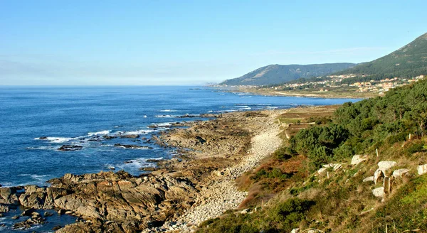Kustlandskap Den Portugisiska Vägen Saint James Längs Kusten Galicien — Stockfoto