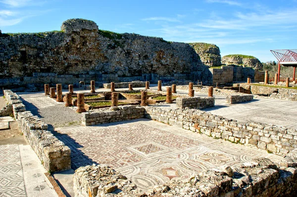 Domus Romawi Mosaik Reruntuhan Arkeologi Conimbriga Portugal — Stok Foto