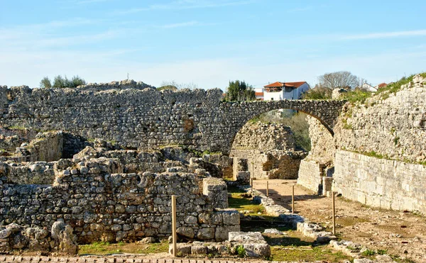 Sisa Sisa Saluran Air Reruntuhan Romawi Kota Conimbriga Portugal — Stok Foto