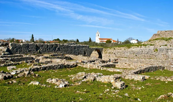 Resti Dell Acquedotto Nelle Rovine Romane Della Città Conimbriga Portogallo — Foto Stock