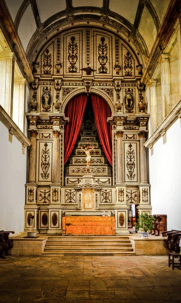 Wnętrze Kościoła Widok Ołtarz Główny Klasztoru Serra Pilar Vila Nova — Zdjęcie stockowe