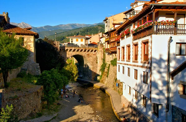 Traditional Houses Potes Cantabria Spain Stock Picture