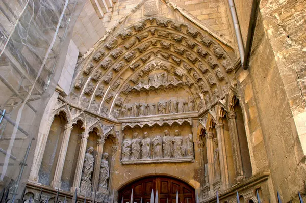 stock image Gothic portal of Santa Maria Cathedral in Vitoria-Gasteiz, Spain