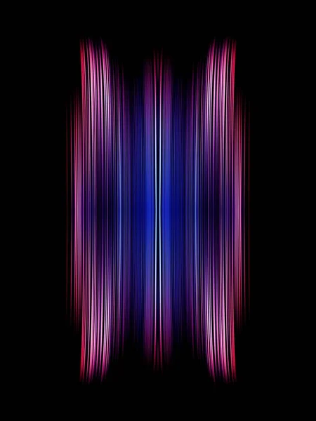 Абстрактная Яркая Иллюстрация Вертикальных Синих Лиловых Розовых Линий Черном Фоне — стоковое фото