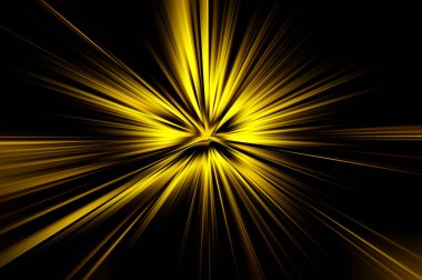 Siyah arkaplanda sarı ve kahverengi tonların soyut radyal yakınlaştırma bulanık yüzeyi. Canlı, göz alıcı arkaplan radyal, yayıcı, yakınsayan çizgiler.