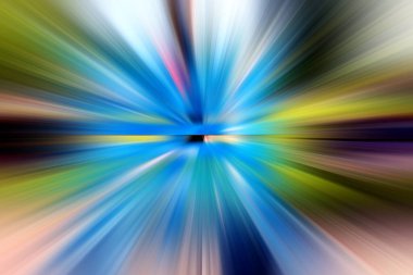 Mavi, yeşil ve leylak tonlarında soyut radyal yakınlaştırma bulanık yüzeyi. Radyal, yayıcı, yakınsayan çizgilerle zarif renkli arkaplan.