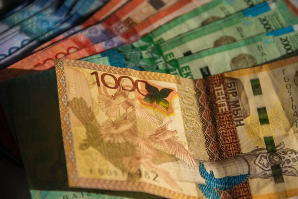 Kazajstán Tenge Moneda Diferentes Denominaciones Paquete Dinero Tenge — Foto de Stock