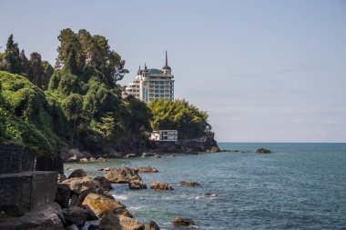 Georgia, Batumi, 29.08.2024: The Castello Mare Hotel & Wellness Resort in a picturesque place on the Black Sea coast in Batumi, Georgia. Travel to Georgia. clipart