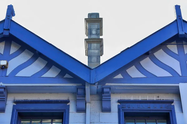 Edifício Branco Estilo Federação Que Data 1890S Azul Pintado Finials — Fotografia de Stock