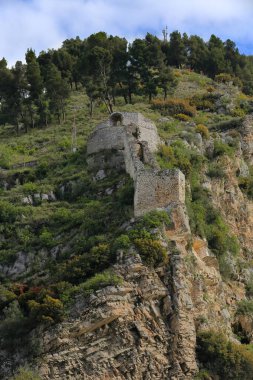 Kalenin güneybatı tarafındaki savunma duvarının yıkıntıları, Osum Nehri 'ne bakan kayalık tepenin üzerine inşa edilmiş ve çoğunlukla 13. yüzyıldan kalma taş ustasından yapılmış kuzey-sağ kıyısı. Berat-Arnavutluk.