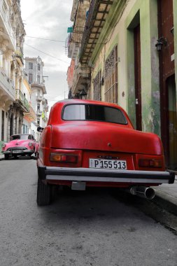 Havana, Küba-26 Ekim 2019: 363 Calle Amargura Caddesi 'nde, Habana Vieja Vieja Caddesi' nde İngiliz Ford Zephyr 6 veya Zodiac veya Konsül 'ün arka görüntüsü..
