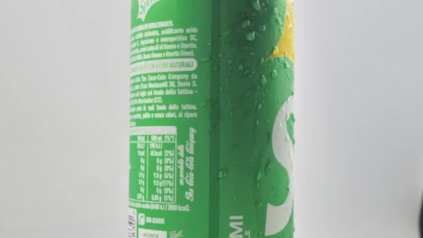 Italy Rome July 2022 Can Sprite Soft Drink Close Most — Stockvideo