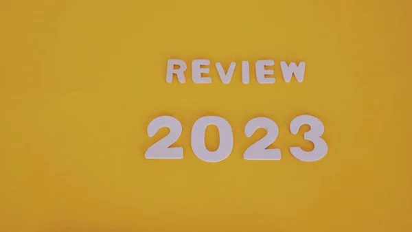 2023 Rever Ano Novo Fundo Amarelo Revisão 2023 Negócios Ano — Fotografia de Stock