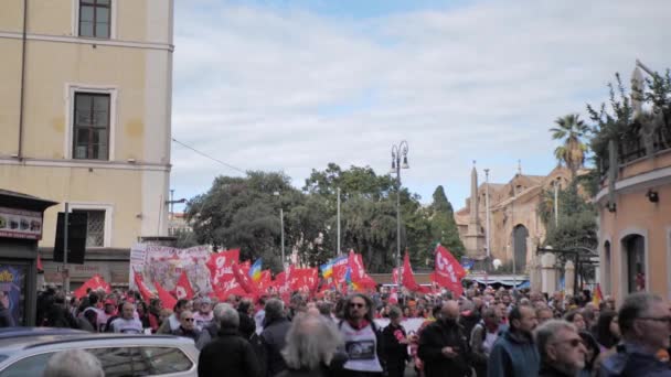 Roma Italia Noviembre 2022 Manifestación Contra Envío Armas Ucrania Contra — Vídeos de Stock