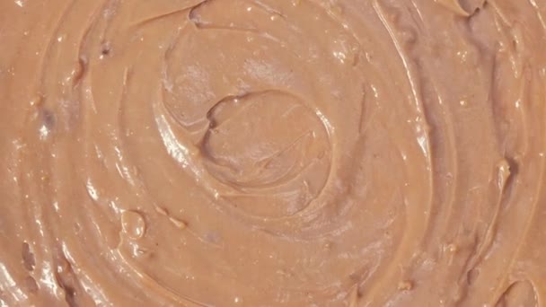 Pasta Chocolate Gira Como Fondo Primer Plano Mantequilla Nuez Fondo — Vídeos de Stock