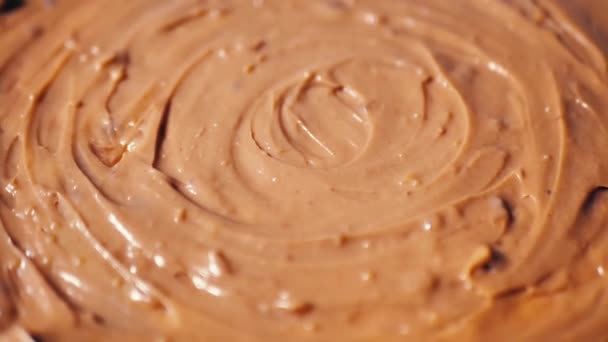 Pasta Chocolate Gira Como Fondo Primer Plano Cremosa Mantequilla Nuez — Vídeos de Stock