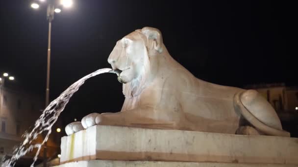 Lions Bouche Vieille Fontaine Eau Rome Piazza Del Popolo Gros — Video
