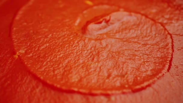 番茄酱纳波拉塔纳顶部视图旋转 意大利传统番茄酱 — 图库视频影像