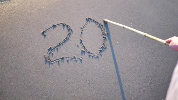 2023 Pisanie Plaży Koncepcja Nowego Roku — Wideo stockowe