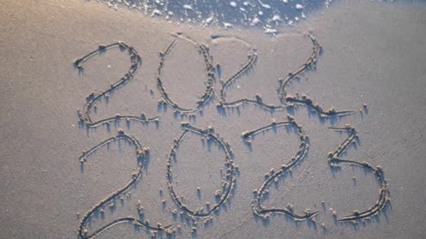 2023 Scrittura Sulla Spiaggia Nuovo Concetto Anno — Video Stock