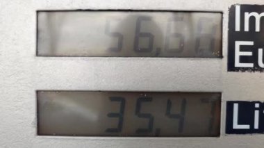 Benzin istasyonunda benzin pompası için yüksek fiyatlar..