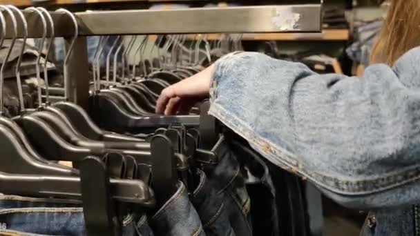 Close Women Looking Clothes While Shopping Store — Vídeo de Stock
