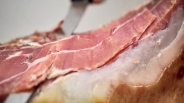 Lezzetli iştah açıcı jamon kes, yakın plan..