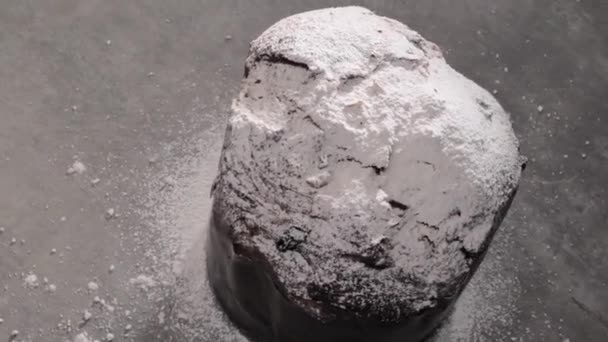 Sprinkling Sweet Powdered Sugar Italian Pandora Typical Christmas Cake Close — Stockvideo