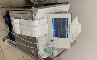 controller of the Cardiotocograph machine aka Electronic Fetal Monitor recording the fetal heartbeat and the uterine contractions during pregnancy. Cardiotocography.