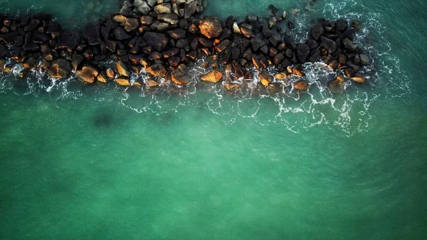 Stones Sea Turquoise Color Drone Shot — Stok fotoğraf