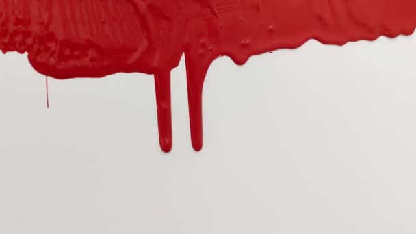 Paint Red Color Dripping Color Cropping White Background — Stock Video