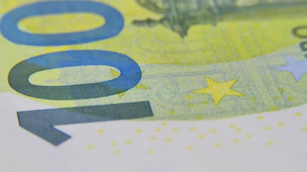 Honderd Euro Cash Macro 100 Euro Contanten Eurobankbiljettenmacro Euro Geld — Stockvideo