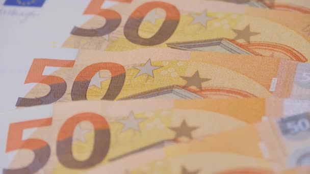Primer Plano Billetes Euros Unión Europea Concepto Ahorro Banca Pago — Vídeo de stock