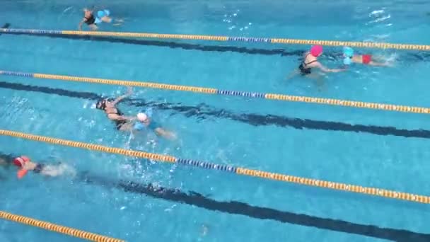 Rzym Włochy Lipca 2023 Dzieci Uczą Się Pływać Basenie Lekcje — Wideo stockowe