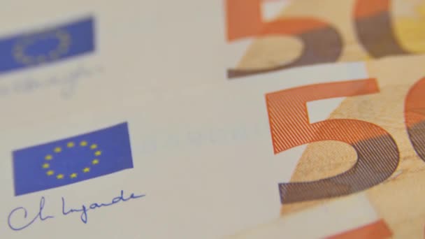Billete Euros Gira Primer Plano Billetes Euros Efectivo Rotación Circulación — Vídeo de stock