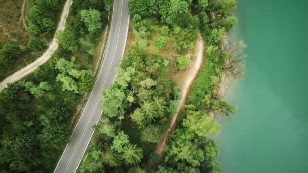 Aerial View Landscape Heart Lake Scanno Italy — Stock Video