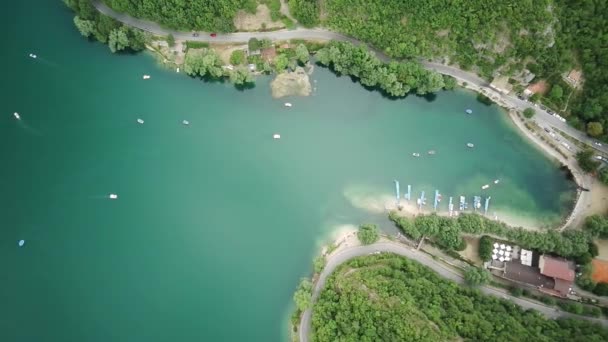 Vue Aérienne Paysage Lac Coeur Scanno Italie — Video