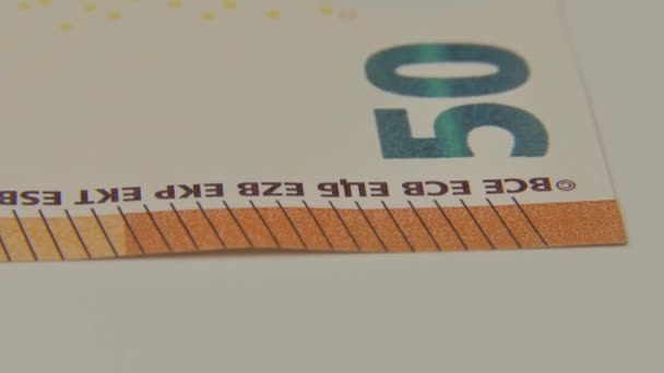 Χαρτονόμισμα Των Ευρώ Περιστρέφεται Από Κοντά Τραπεζογραμμάτια Ευρώ Περιτροπής Κυκλοφορία — Αρχείο Βίντεο